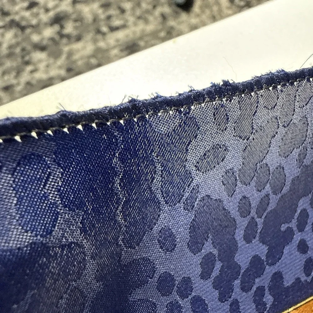 VTG Equestrian Satin Square Blue White Large Scarf 34